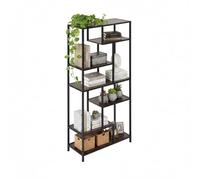 Étagère Relaxdays, H x L x P : 180 x 80 x 30 cm, 6 Niveaux, Style Industriel, Bois et métal, Marron/Noir