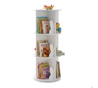 Bibliothèque pour enfants Relaxdays, pivotante, 12 étagères, H x P : 97 x 40 cm, bibliothèque pour enfants, tour à livres pour chambre d'enfant, blanche