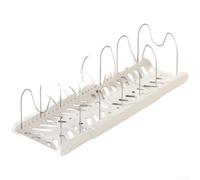 Étagère rétractable pour armoire de cuisine - Organiseur d'ustensiles de cuisine réglable avec fentes en forme de U pour couvercles, assiettes, planches à découper de 34,5 à 56,5 cm (blanc)