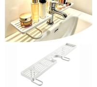 Étagère Robinet Salle de Bain 50cm, Organisateur Lavabo sans Trou，Blanc