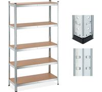 Étagère robuste Relaxdays, 5 niveaux, L x l x H 180 x 100 x 40 cm, capacité de charge de 1 250 kg, étagère de rangement pour cave ou garage, en métal, couleur argent