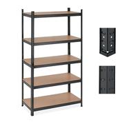 Étagère robuste Relaxdays, 5 niveaux, L x l x H 180 x 100 x 50 cm, capacité de charge de 1 250 kg, étagère de rangement en métal pour cave ou garage, noire