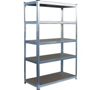 Étagère robuste Relaxdays, 5 niveaux, L x l x H : 200 x 100 x 40 cm, charge max. 875 kg, cave et garage, étagère de rangement, acier, argent