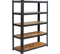 Étagère robuste Relaxdays, 500 kg, L x l x H : 180 x 100 x 40 cm, 5 niveaux, aspect bois, étagère de rangement, acier et MDF, noir/marron