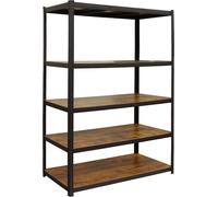 Étagère robuste Relaxdays, 500 kg, L x l x H : 200 x 120 x 40 cm, 5 étagères, aspect bois, étagère de rangement, acier et MDF, noir/marron