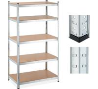 Étagère robuste Relaxdays, dimensions : 180 x 100 x 60 cm, capacité de charge : 1 250 kg, 5 tablettes, à assembler, cave, garage, acier, argent