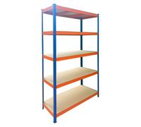 Étagère robuste Relaxdays, dimensions : 200 x 120 x 50 cm, capacité de charge : 875 kg, 5 étagères en MDF, étagère de rangement pour cave, à assembler, couleur bleu-orange