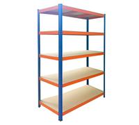 Relaxdays Étagère charge lourde, bleu-orange | H x L x P : 200 x 120 x 60 cm, 875 kg, 5 niveaux MDF, acier, à emboîter