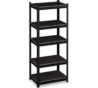 Étagère robuste Relaxdays, H x l x P 150 x 60 x 40 cm, 1 250 kg, 5 niveaux, acier, étagère de rangement pour cave ou garage, à assembler, noire