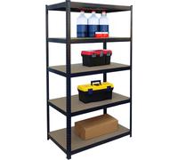 Étagère robuste Relaxdays, H x l x P 180 x 100 x 60 cm, capacité de charge 1 250 kg, 5 étagères en MDF, étagère de rangement pour cave, à assembler, noire