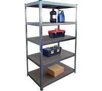 Étagère robuste Relaxdays, H x l x P 180 x 100 x 60 cm, capacité de charge 1 250 kg, 5 tablettes en MDF, étagère de rangement pour cave, à assembler, couleur argent