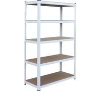 Étagère robuste Relaxdays, H x l x P : 200 x 100 x 40 cm, 875 kg, 5 niveaux, étagère de rangement pour cave et garage, à assembler, blanc/marron