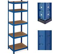 Étagère robuste Relaxdays, HBT 180 x 60 x 45 cm, jusqu'à 500 kg, 5 niveaux, cave, garage, étagère de rangement à assembler, acier, bleu