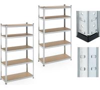 Étagère robuste Relaxdays, lot de 2, 5 niveaux, 180 x 100 x 40 cm, capacité de charge de 500 kg, acier, étagère de rangement pour cave et garage, argent