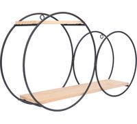 Etagère ronde solidement soudée à double usage et à forte capacité de charge Etagères murales en métal et bois pour chambre à coucher et maison de thé