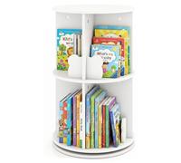 Étagère rotative pour enfants de COSTWAY, bibliothèque d'angle sur pied, 2 niveaux, rotative à 360°, avec séparateurs en forme de lapin, bibliothèque circulaire