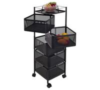 Étagère roulante HWC-N52, chariot roulant Étagère multifonctionnelle Rangement cuisine, roulante Paniers pivotants Fer 94x30x30cm noir