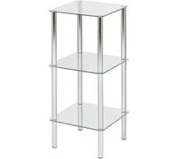 Etagere salle de bain en Tube d'acier Chrome Verre trempe, Dim : L39 x P39 x H77 cm -PEGANE- chrome G