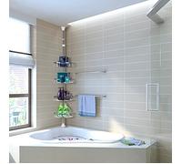 Etagere salle de bain Etagère de Douche Télescopique Etagère Douche d’Angle Serviteur Shampooing Savon Porte avec Poteau Réglable