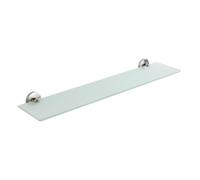Etagère salle de bain murale Cuba, tablette salle de bain en verre, fixation murale, vis et chevilles fournies, Zinc inox moulé -