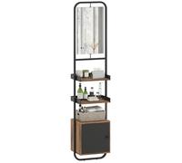 Étagère salle de bain rangement - HOMCOM - étroit et indépendant - avec miroir, étagères réglables, placard - 40 x 30 x 179 cm, noir