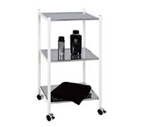 Etagere salle de bain roulante blanc-chrome, L48 x H77 x P35 cm --