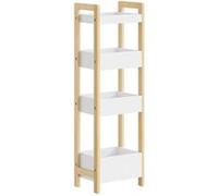 Étagère salle de bain SoBuy Blanche 4 niveaux Bambou MDF 28x20x90 cm FRG226-H-WN Blanc