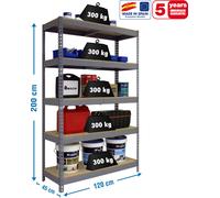 Etagère Sans Vis Bricoforte 1204-5 Chipboard Gris/bois Gris/bois 2000x1200x450 - Simonrack