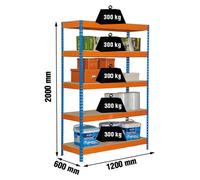 Etagère Sans Vis Bricoforte 1206-5 Chipboard Bleu/orang/bois Bleu/orange/bois 2000x1200x600 - Simonrack