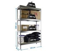 Etagère Sans Vis Ecoforte 1206-4 Chipboard Galva/bois Galva/bois 2000x1200x600 - Simonrack