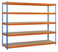 Etagère Sans Vis Ecoforte 1206-5 Chipboard Bleu/orang/bois Bleu/orange/bois 2000x1200x600 - Simonrack