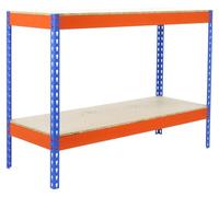 Etagère Sans Vis Ecoforte 1207-2 Chipboard 900 Bleu/orang/bois Bleu/orange/bois 900x1200x750 - Simonrack