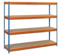 Etagère Sans Vis Ecoforte 1207-4 Chipboard Bleu/orang/bois Bleu/orange/bois 2000x1200x750 - Simonrack