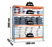 Etagère Sans Vis Ecoforte 1804-4 Chipboard Bleu/orang/bois Bleu/orange/bois 2000x1800x450 - Simonrack