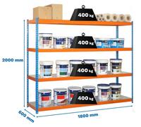 Etagère Sans Vis Ecoforte 1806-4 Metal Bleu/orang/galva Bleu/orange/galva 2000x1800x600 - Simonrack