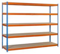 Etagère Sans Vis Simonforte 1206-5 Chipboard 3000 Bleu/orang/bois Bleu/orange/bois 3000x1200x600 - Simonrack