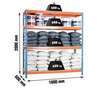 Etagère Sans Vis Simonforte 1806-4 Chipboard Bleu/orang/bois Bleu/orange/bois 2000x1800x600 - Simonrack