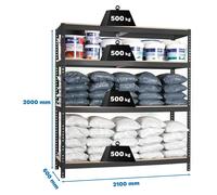 Etagère Sans Vis Simonforte 2106-4 Chipboard Antracite/bois Antracite/bois 2000x2100x600 - Simonrack