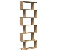 Étagère Séparatrice 6 Patères Dub Artisan 70x24x193 cm en Bois Composite | Bois d'ingénierie stable, compartiments décalés spacieux, fixation murale fournie, style géométrique moderne