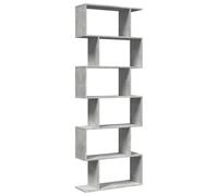 Étagère Séparatrice 6 Patères Gris Béton 70x24x193 cm Bois Ingénierie | Meuble polyvalent, compartiments décalés, fixation murale incluse, entretien facile, pour salon bureau chambre cave