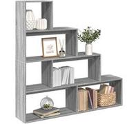 vidaXL Étagère séparatrice de pièce 4 Niveaux Sonoma Gris, bibliothèque, Support à Livres, étagère d'exposition, étagère à Livres