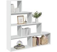 vidaXL Étagère séparatrice de pièce à 4 Niveaux Blanc 143,5x29x143,5cm, bibliothèque, Support à Livres, étagère d'exposition, étagère à Livres
