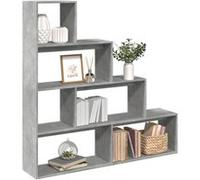 vidaXL Étagère séparatrice de pièce 4 niveaux – Bibliothèque / étagère à livres, Gris béton