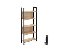 Bibliothèque - TECTAKE - Étagère WESTPORT sur 5 niveaux avec 2 parois arrières en bois et acier 62 x 24 x 165,5 cm - Bois clair