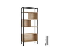Bibliothèque - TECTAKE - Étagère HASTINGS sur 5 niveaux avec 3 compartiments en bois et acier 75 x 31 x 170,5 cm - Bois clair