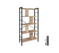 Bibliothèque - TECTAKE - Étagère sur 4 niveaux CHARLESTON avec 8 compartiments en bois et acier 75,5 x 30 x 155 cm - Bois clair