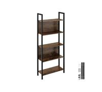 Bibliothèque - TECTAKE - Étagère WESTPORT sur 5 niveaux avec 2 parois arrières en bois et acier 62 x 24 x 165,5 cm - Bois foncé