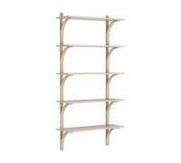 Swedese Étagère Levi à 5 plateau Blanc pigmenté chêne-laiton. 90 cm
