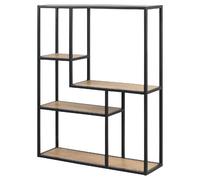 Etagère sur 4 niveaux asymétriques en MDF et métal - Noir et Marron