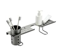 Étagère sur Évier Support Égouttoir Compact En Acier Carbone Sans Perçage | Étagère De Cuisine Sur Évier pour Cuisine Salle de Bain Toilettes Fenêtre Coin Comptoir Meuble-Lavabo Vasque